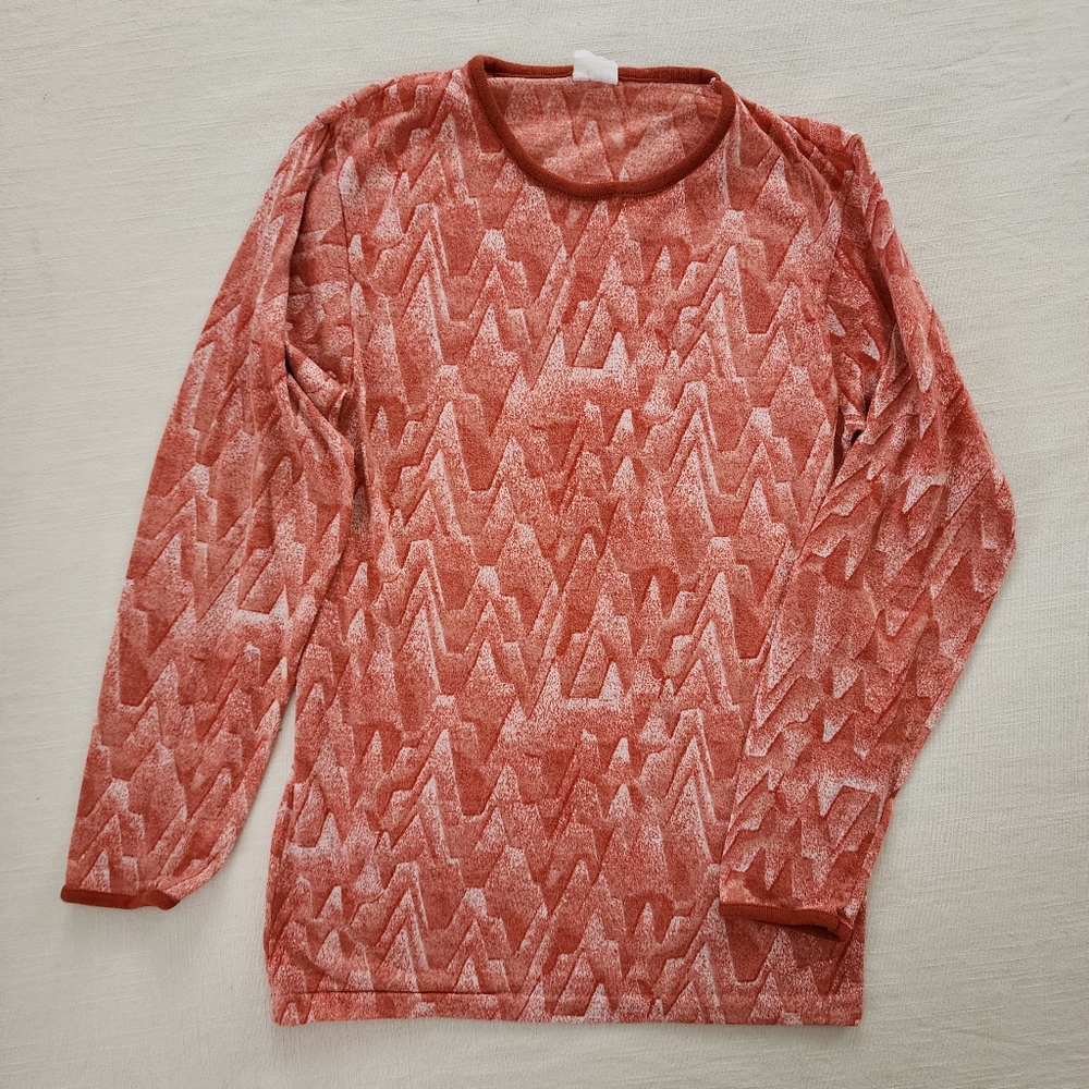 Vintage 70s landscape long sleeve shirt small xs